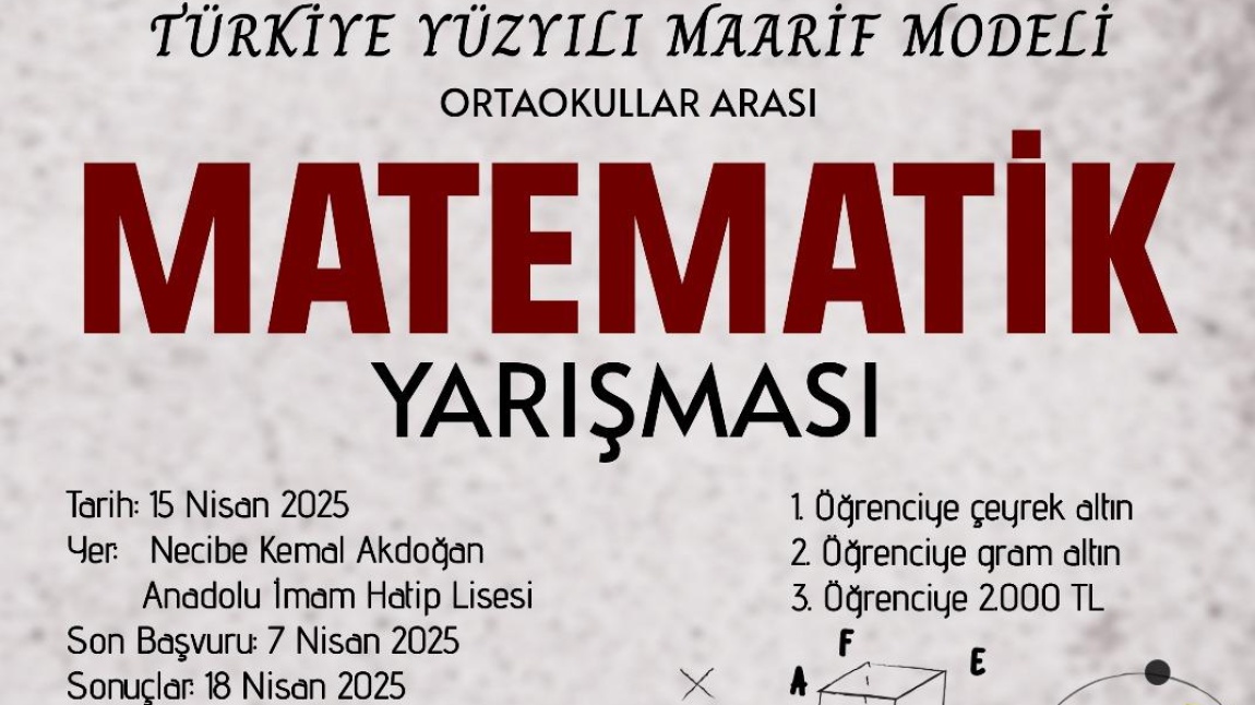 Ortaokullar arası Matematik Yarışması Yapıyoruz